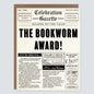 Vintage Newspaper Bookworm Award Card