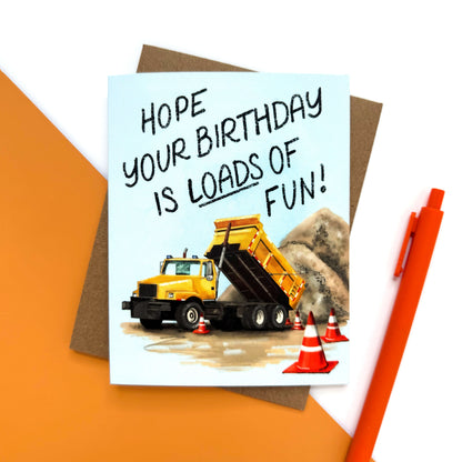 Construction Truck Birthday Card