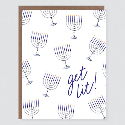 Get Lit Menorah | Hanukkah Card - Case of 6