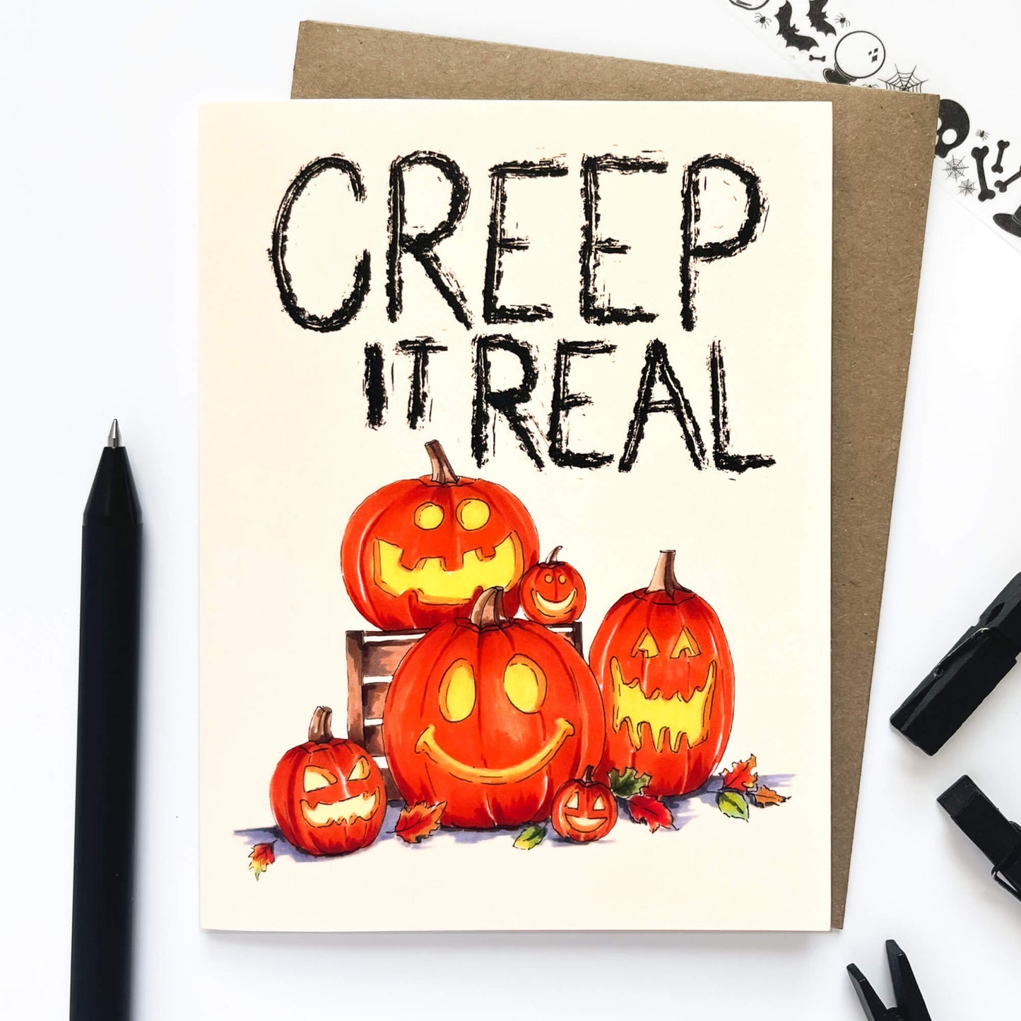 Creep It Real Pumpkins Halloween Card