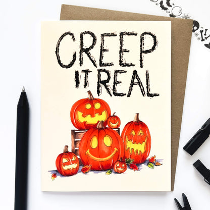 Creep It Real Pumpkins Halloween Card
