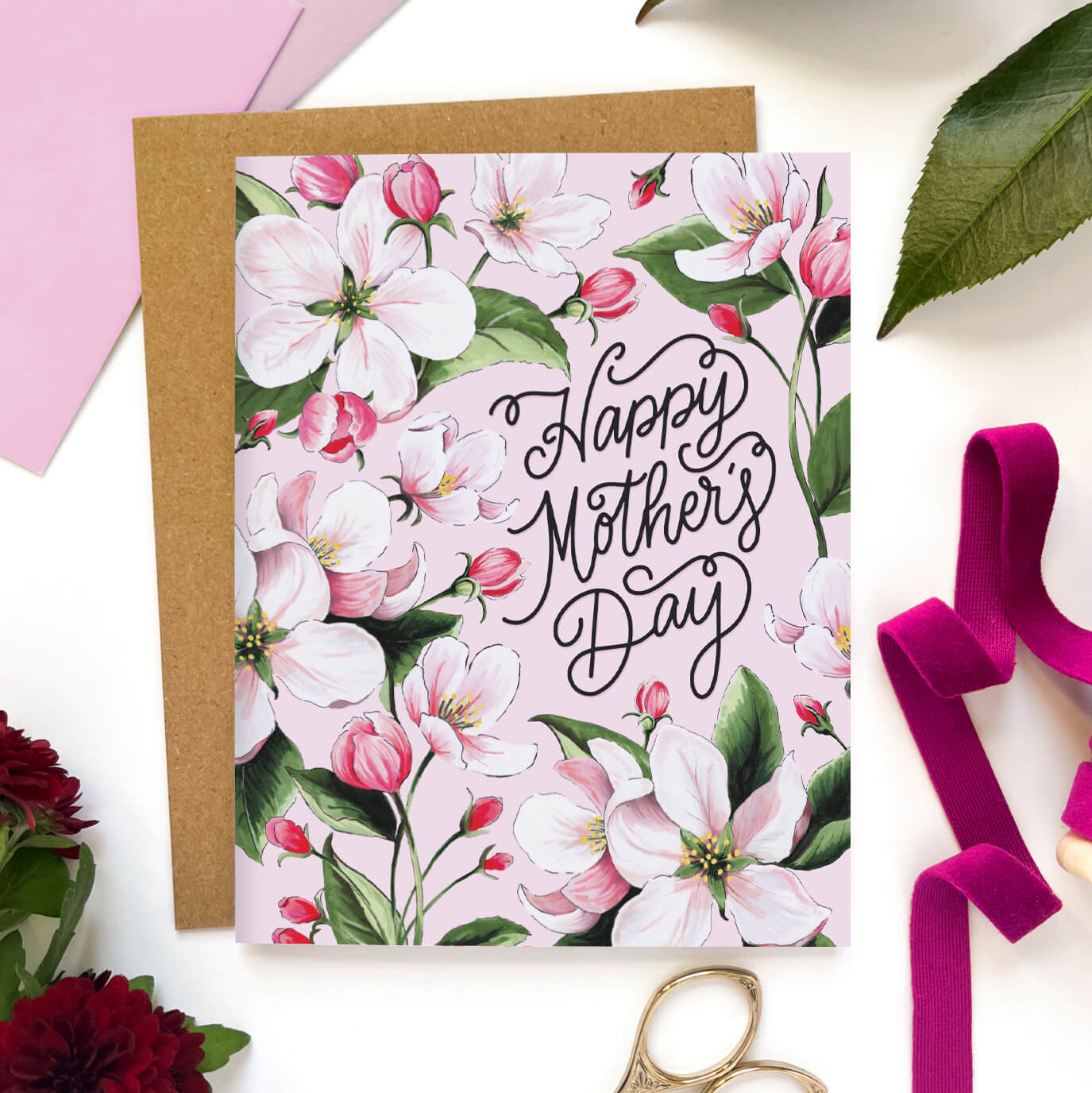 Mother's Day Apple Blossom Floral Card - Case of 6