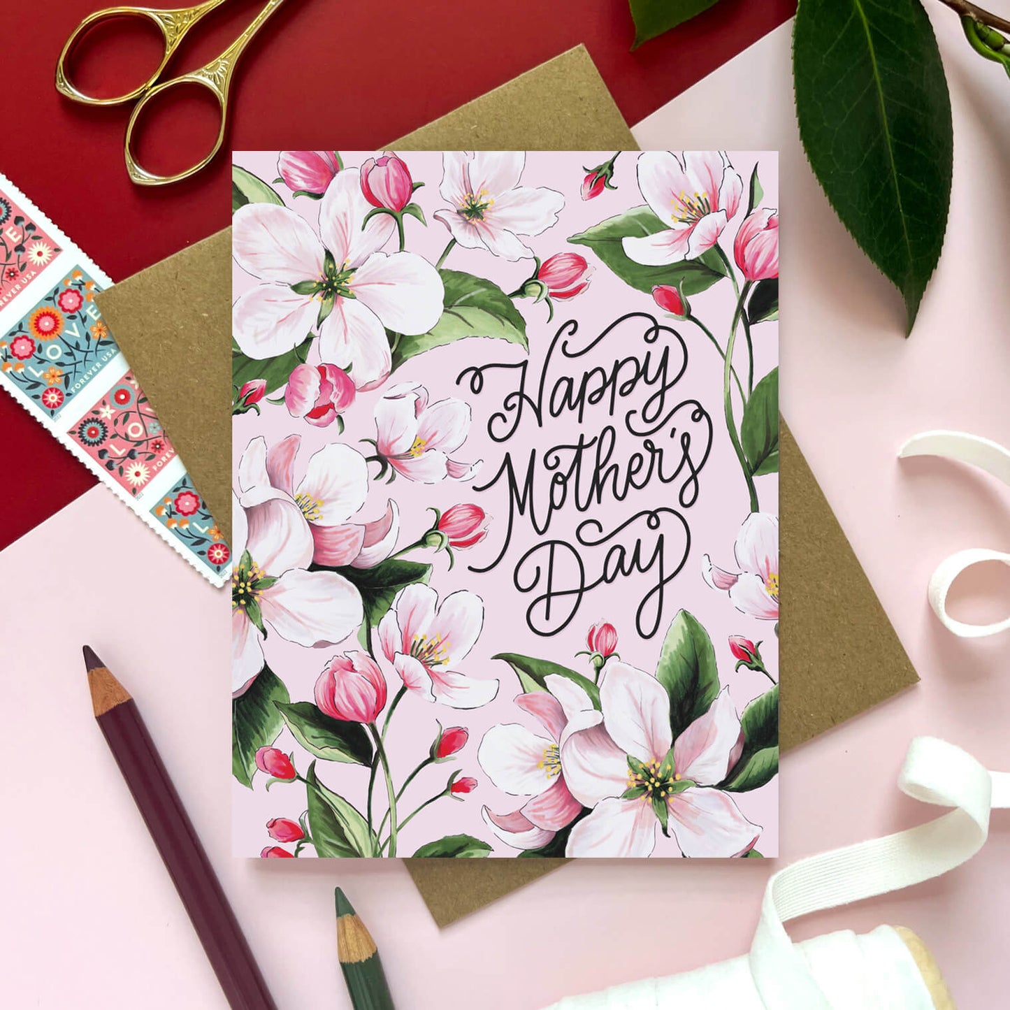 Apple Blossom Floral Mother's Day Card