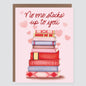 Book Stack Love Valentines Card - Case of 6