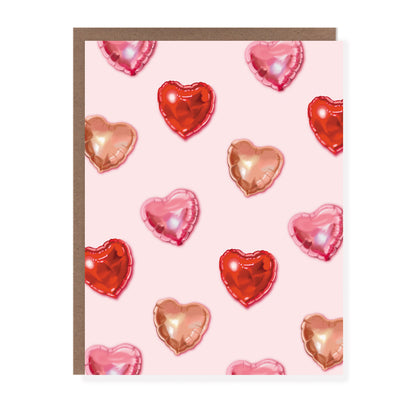 Balloon Repeat Hearts Valentines Love Card - Case of 6