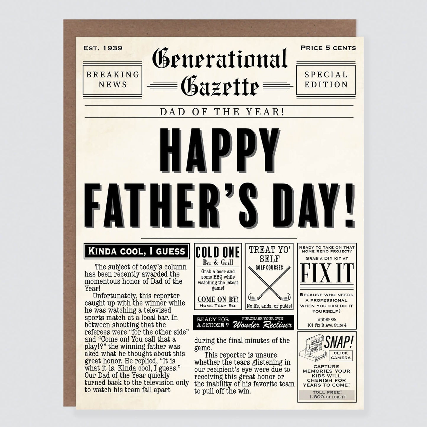 Newspaper Father's Day Card - Case of 6