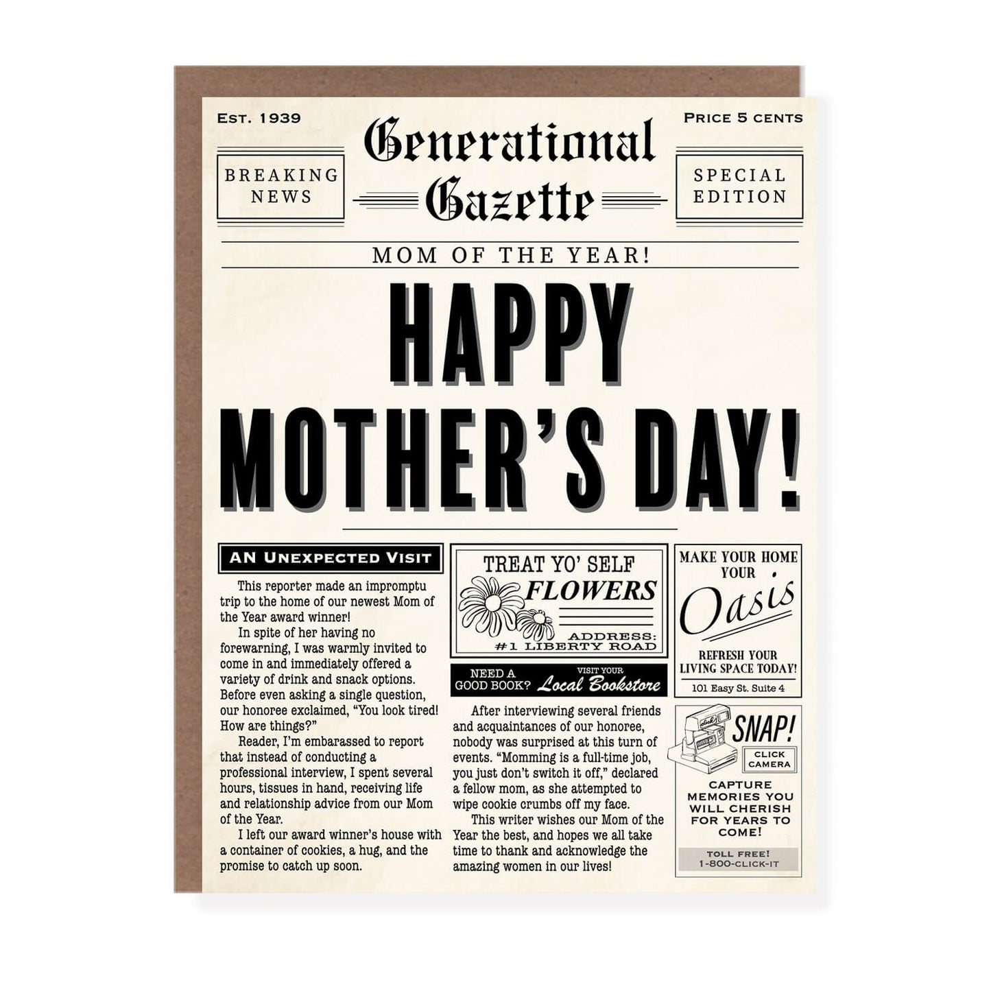 Newspaper Mother's Day Card - Case of 6