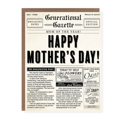 Newspaper Mother's Day Card - Case of 6