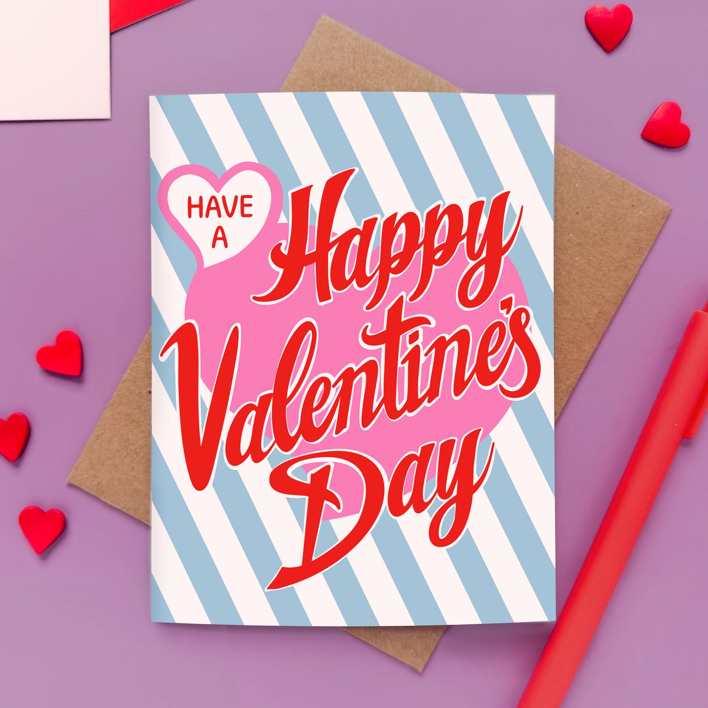 Retro Stripes Valentine's Day Card - Case of 6