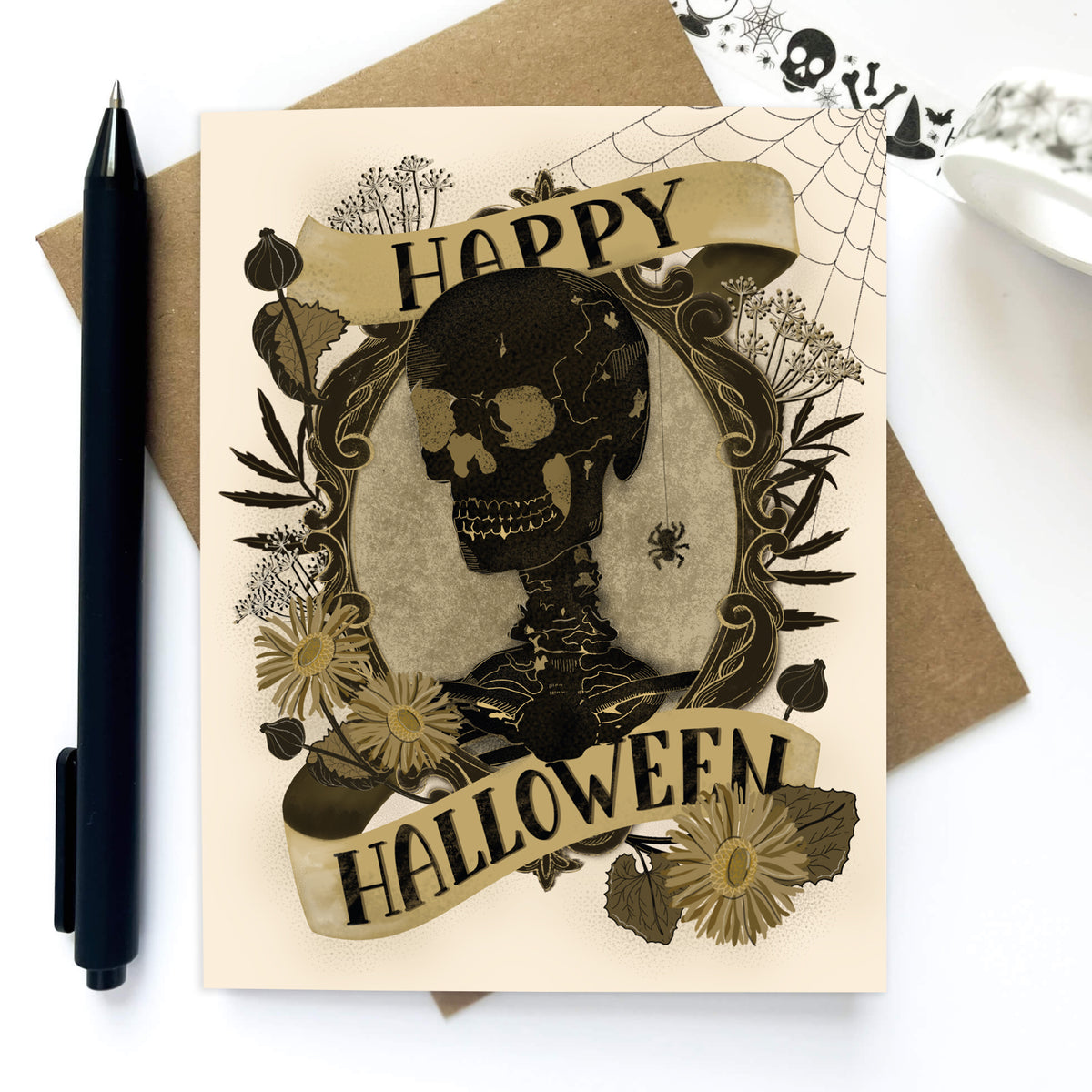 Skeleton Cameo Halloween Card