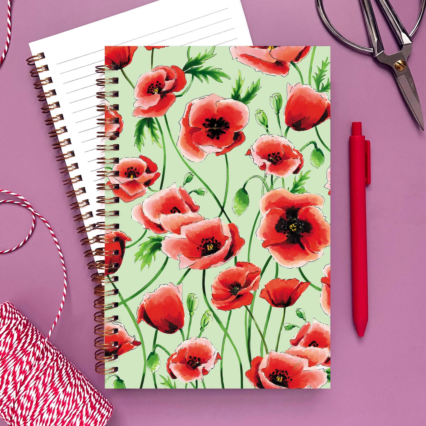 Poppies Flower Notebook - Case of 4