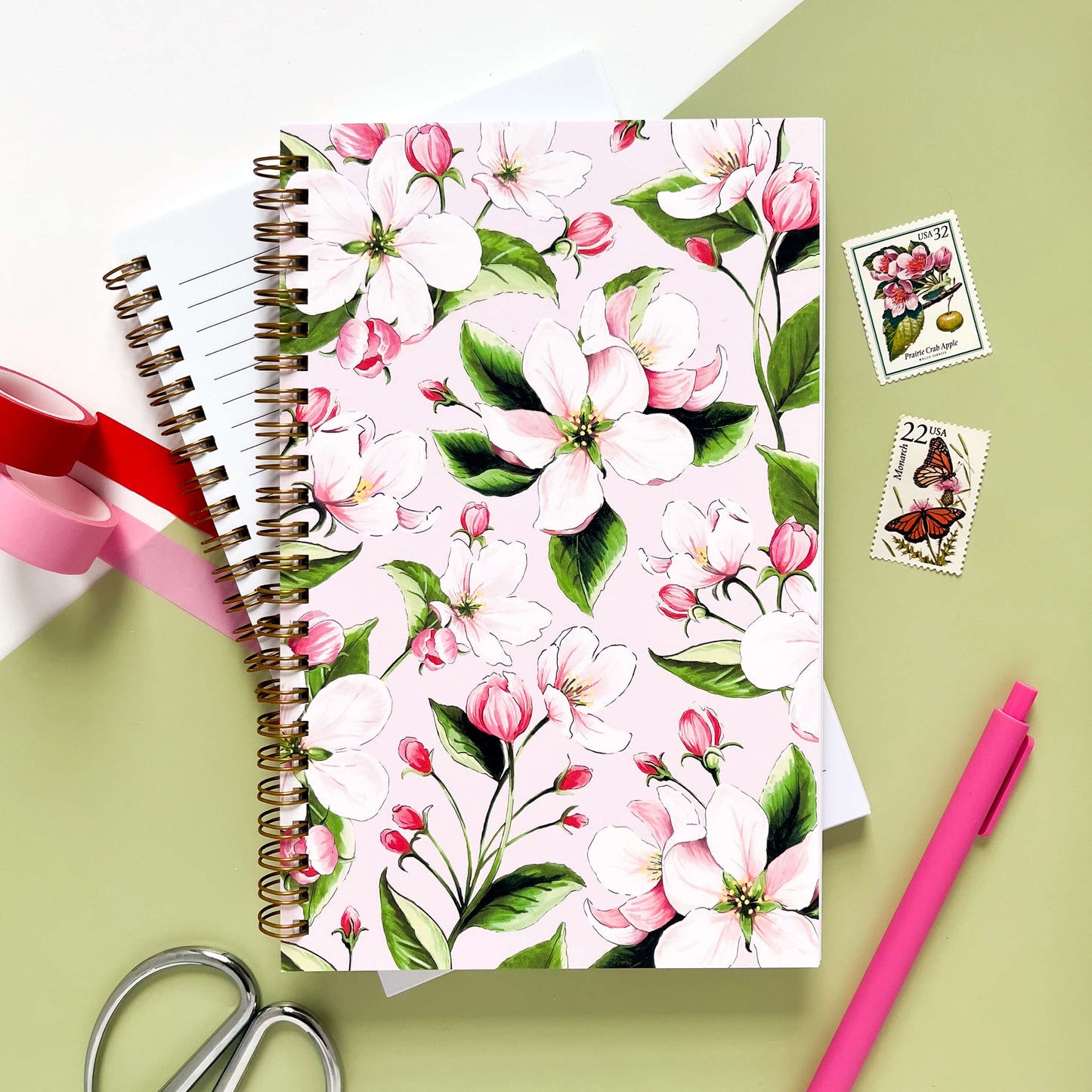 Apple Blossom Flower Notebook - Case of 4