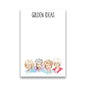 Notepad with illustrations of characters and the text 'GOLDEN IDEAS’