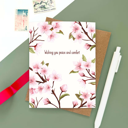 Peace and Comfort Cherry Blossom Sympathy Card