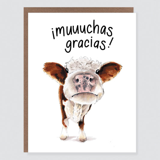 Muuuchas Gracias Cow Spanish Thank You Card - Case of 6