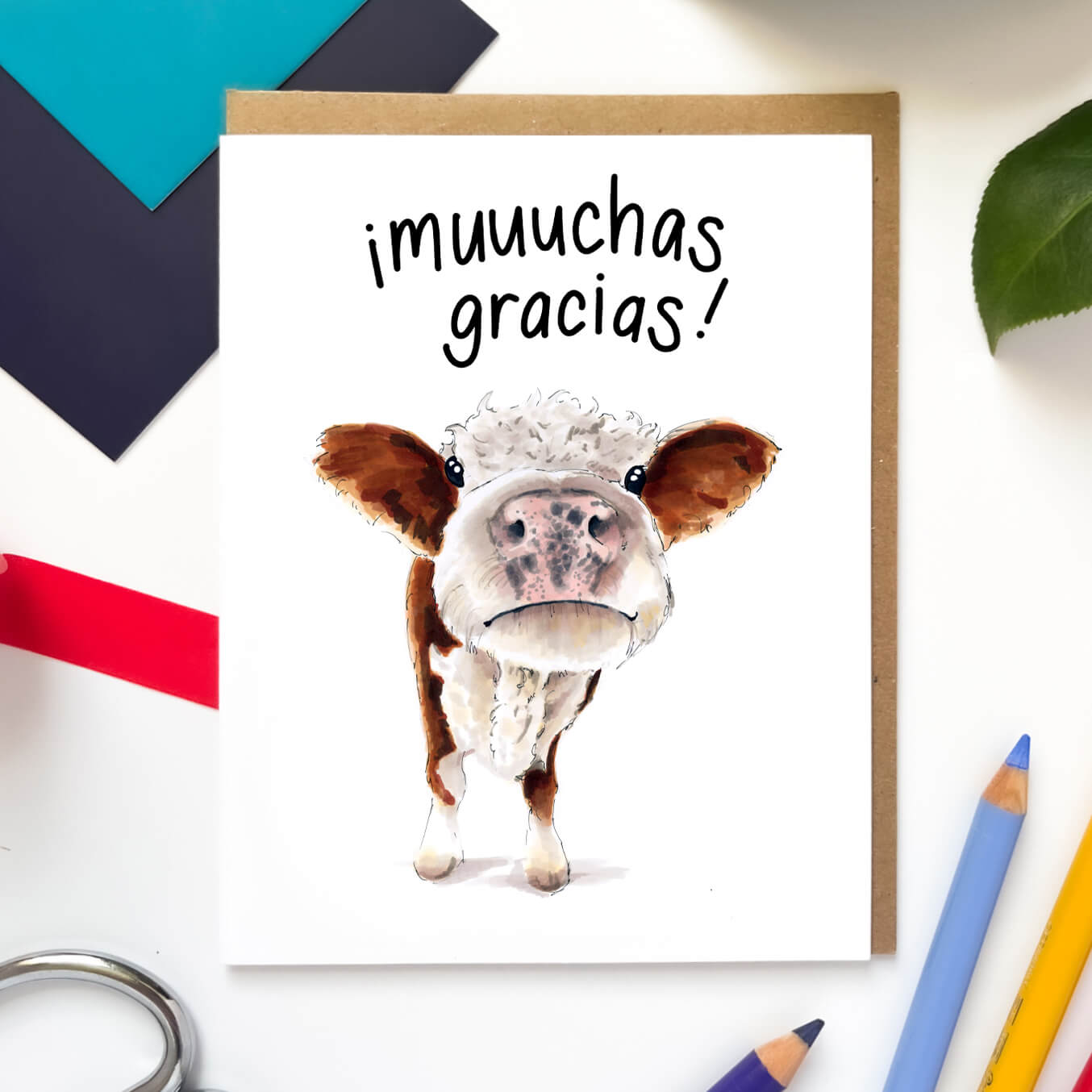 Muuuchas Gracias Cow | Spanish Thank You Card