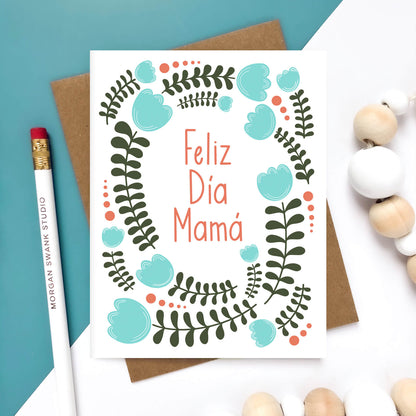 Feliz Dia Mama Wreath Spanish Mother's Day Card - Case of 6