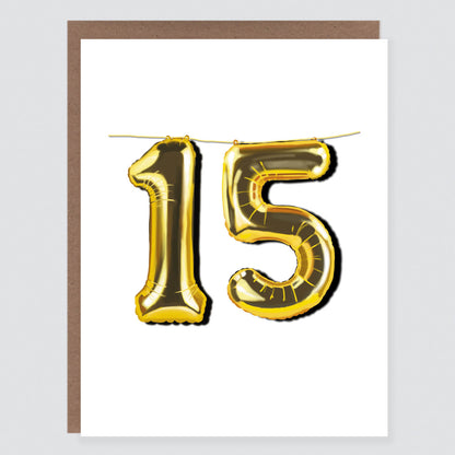 15 Balloon Quinceañera Spanish Birthday Card - Case of 6