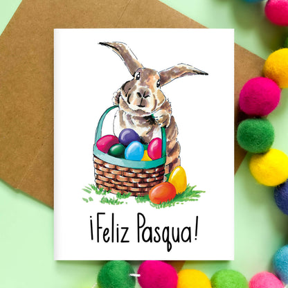 Feliz Pasqua Spanish Easter Bunny Card - Case of 6