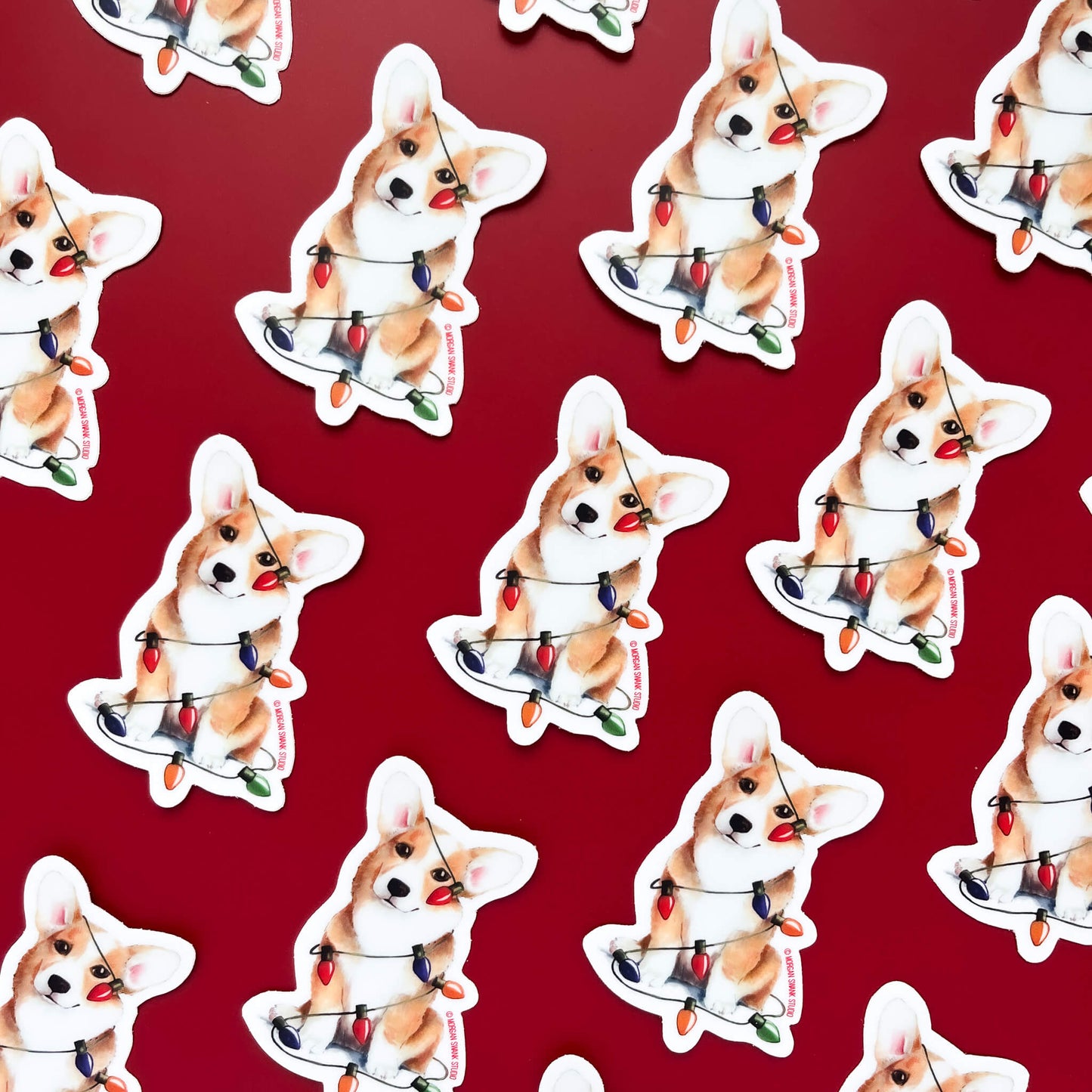 Christmas Corgi Sticker - Case of 6