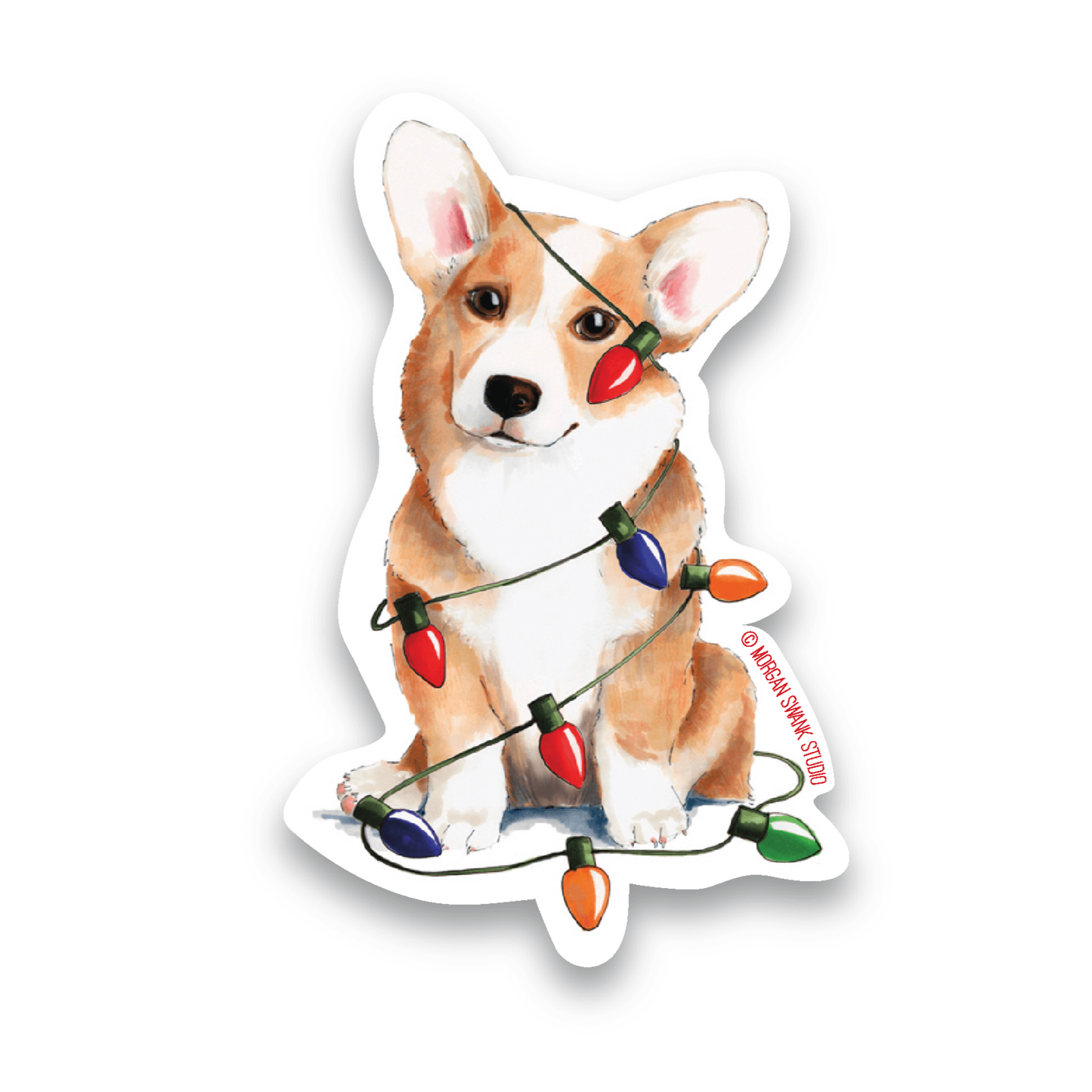 Christmas Corgi Sticker - Case of 6