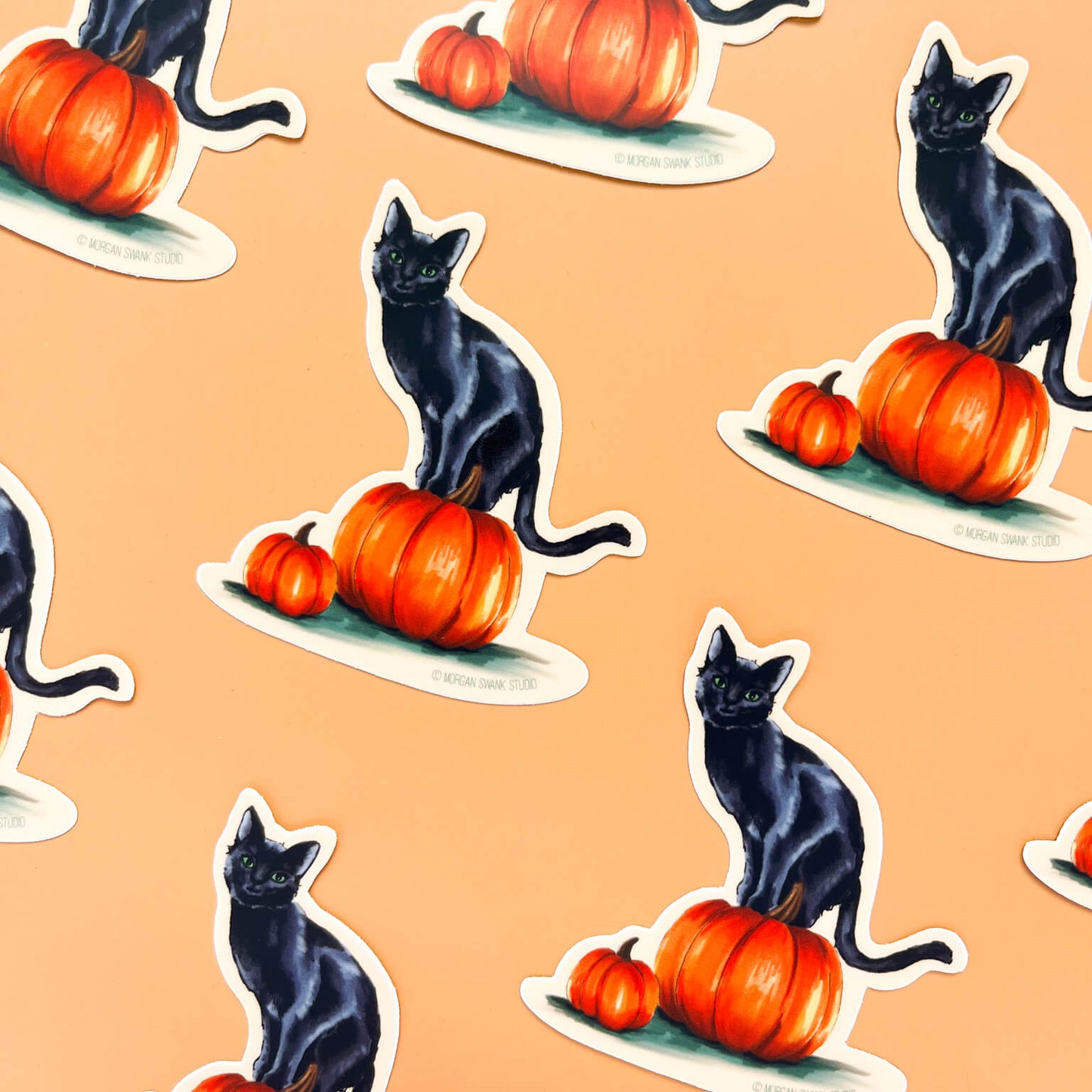 Black Cat Halloween Sticker - Case of 6