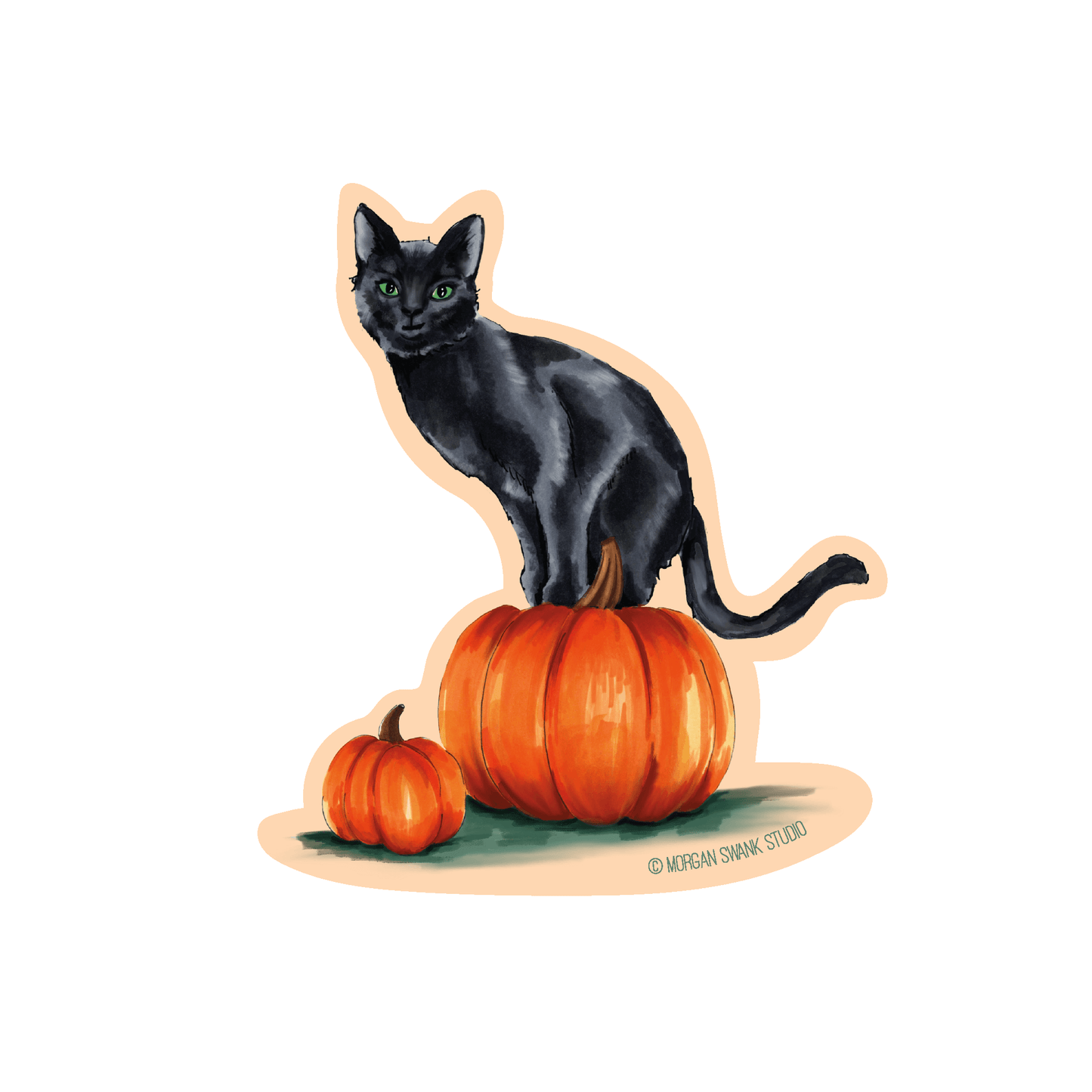 Black Cat Halloween Sticker - Case of 6