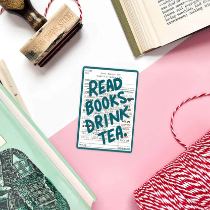 Read Books Drink Tea Library Sticker