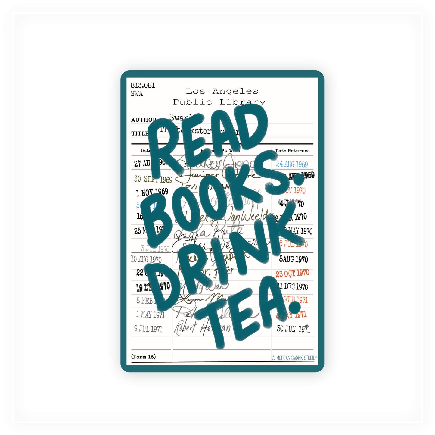 Read Books Drink Tea Library Sticker