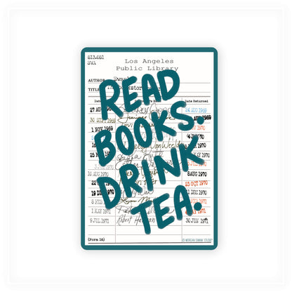 Read Books Drink Tea Library Sticker