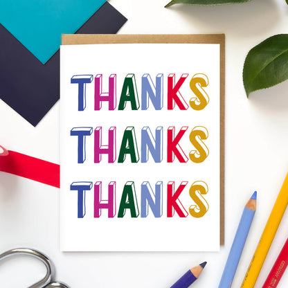 Thanks Times Three | Thank You Card