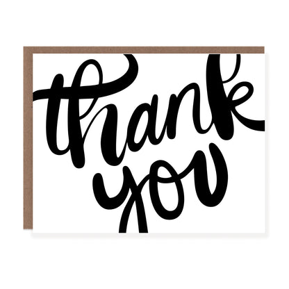 Black Cursive Thank You Card - Case of 6