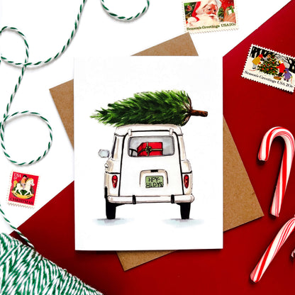 Holiday White Car Card