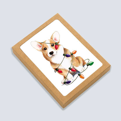 Christmas Corgi Lights Card: Boxed Set of 6