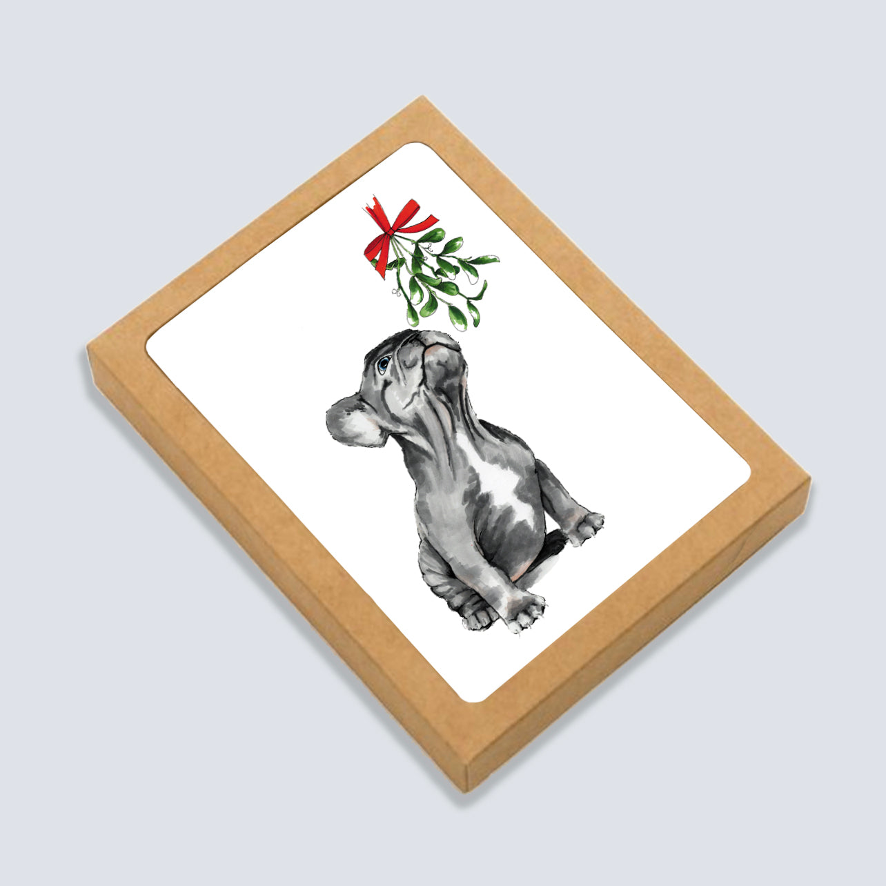 Mistletoe Frenchie Card: Boxed Set of 6