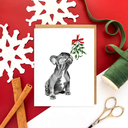 Mistletoe Frenchie Dog | Christmas Card