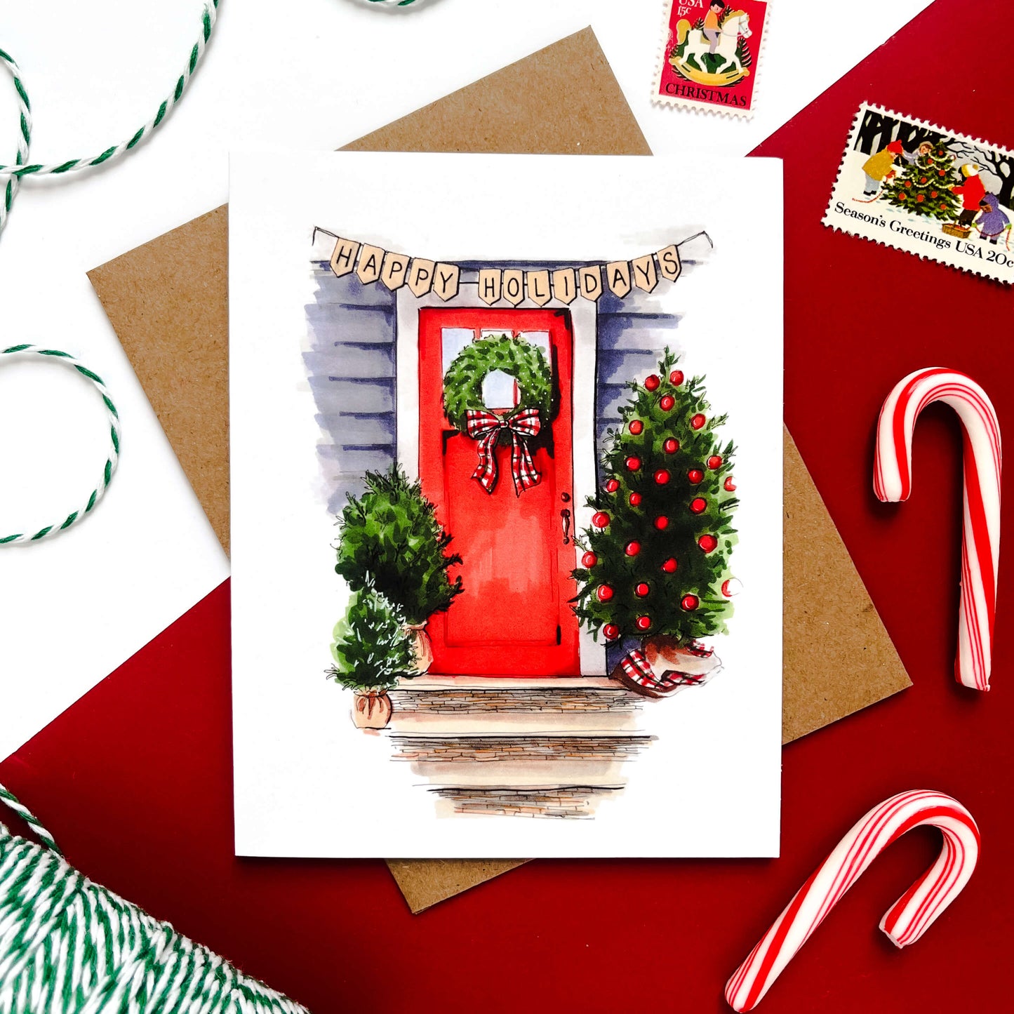 Red Door Cozy Holiday Card