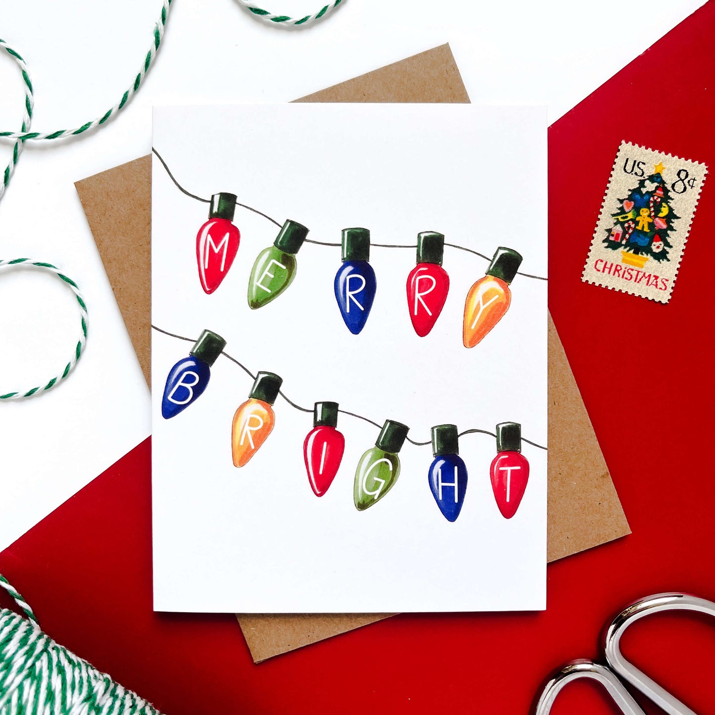 Merry and Bright Vintage Light Bulbs | Holiday Card