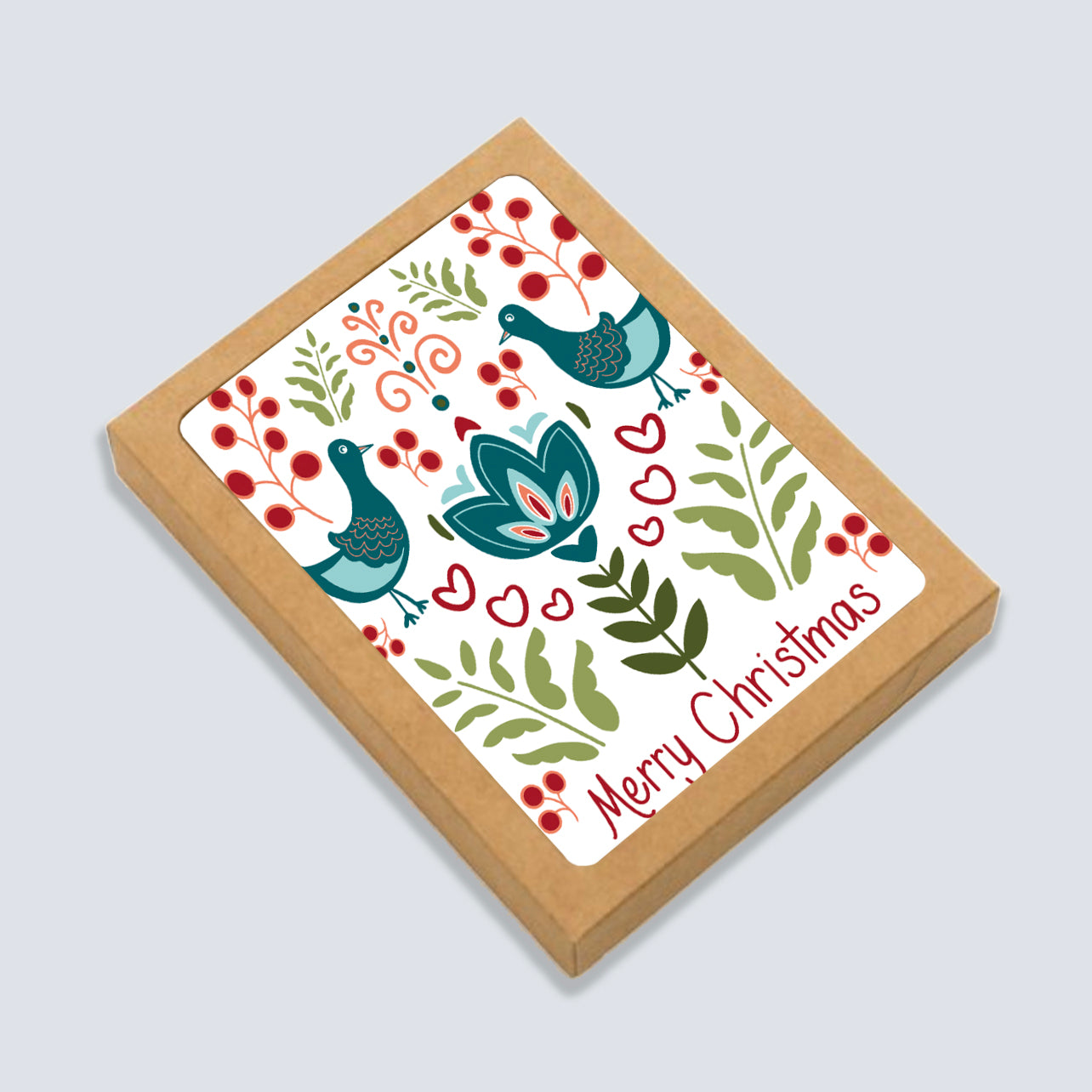 Christmas Berries + Birds Card: Boxed Set of 6