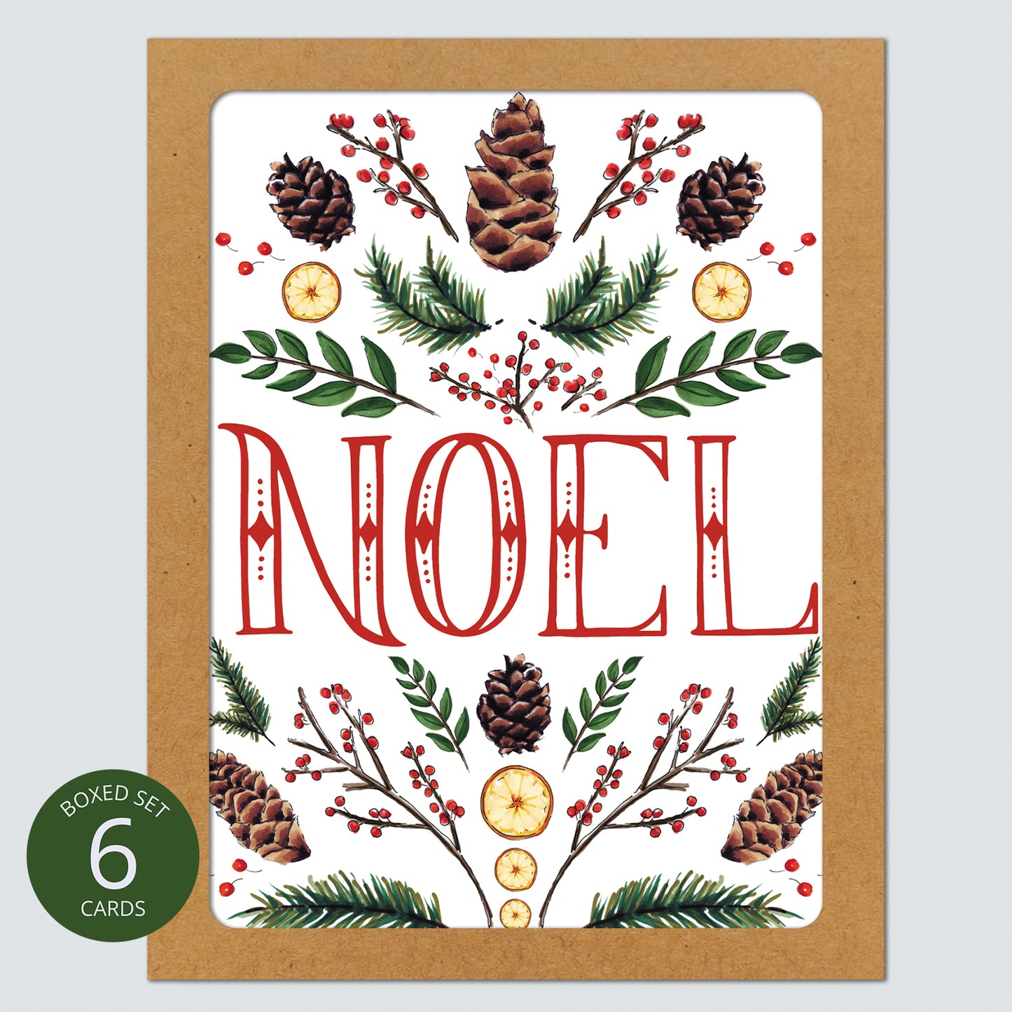 Noel Folk Folaige Card: Boxed Set of 6