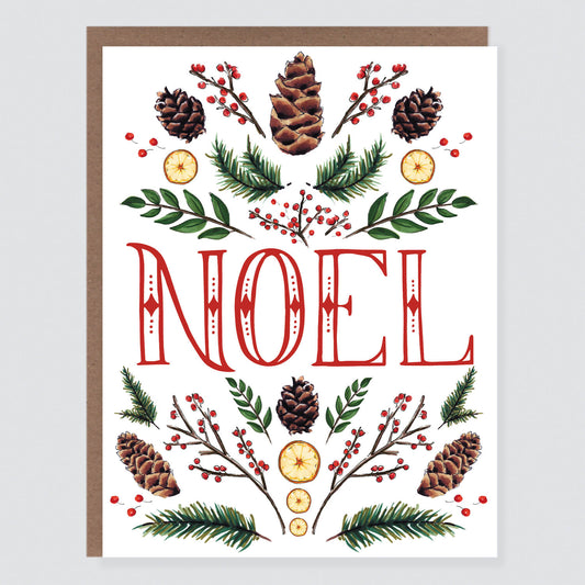 Noel Folk Foliage Holiday Card - Case of 6