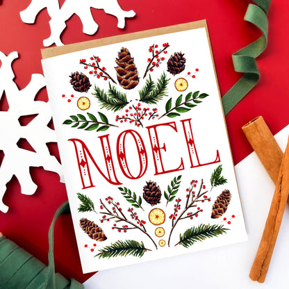 Noel Folk Folaige Card: Boxed Set of 6