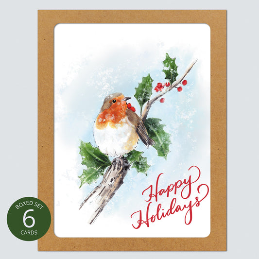 Winter Robin Card: Boxed Set of 6