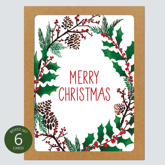 Christmas Wreath Card: Boxed Set of 6