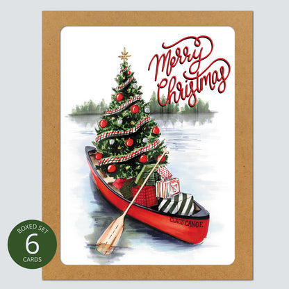 Christmas Claus Canoe Card: Boxed Set of 6
