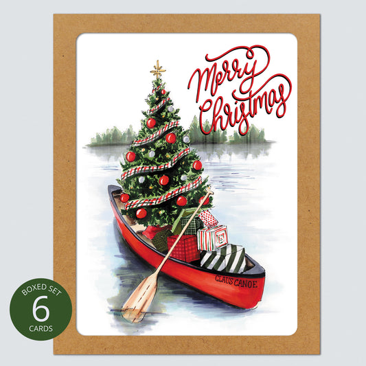 Christmas Claus Canoe Card: Boxed Set of 6