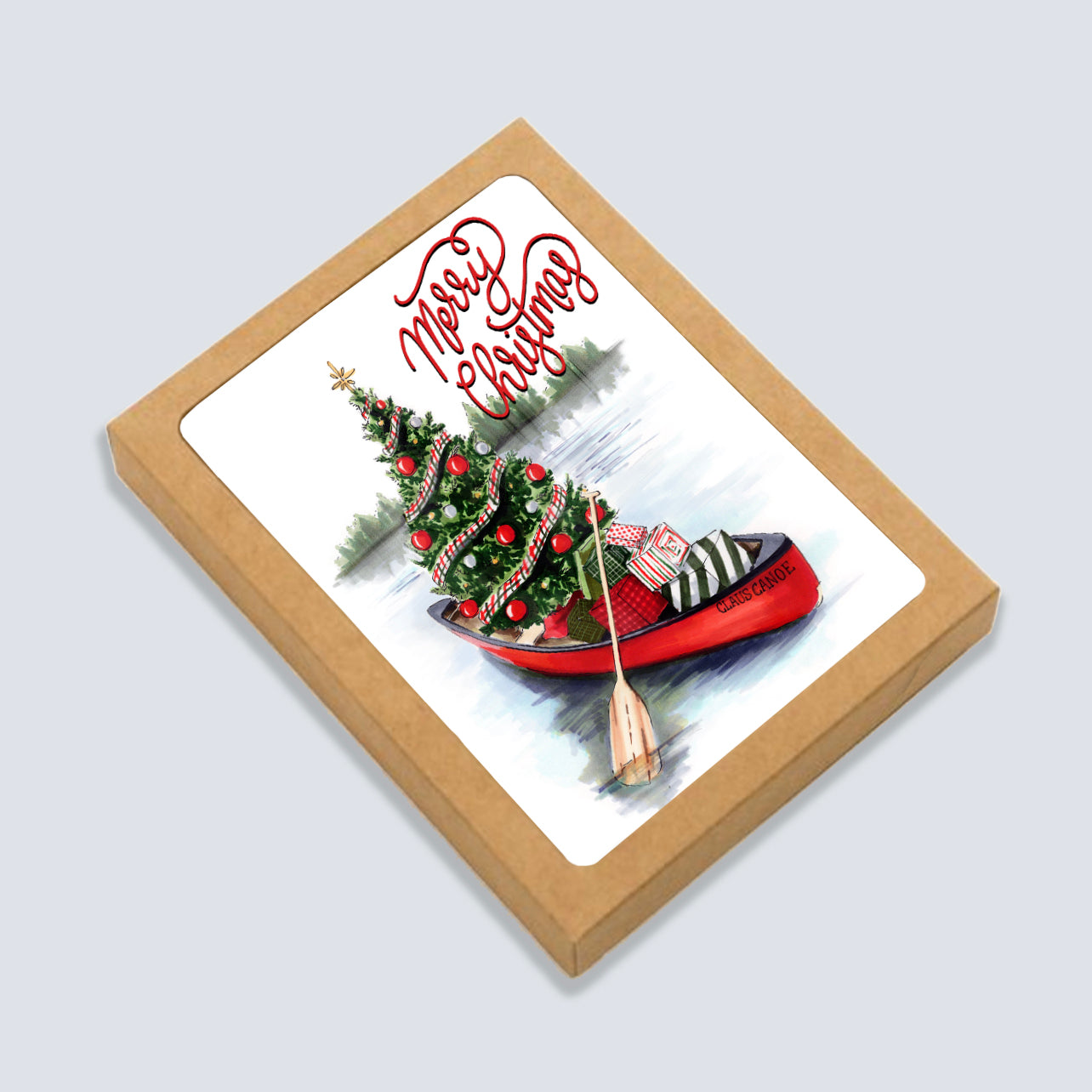 Christmas Claus Canoe Card: Boxed Set of 6