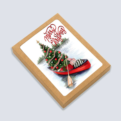 Christmas Claus Canoe Card: Boxed Set of 6