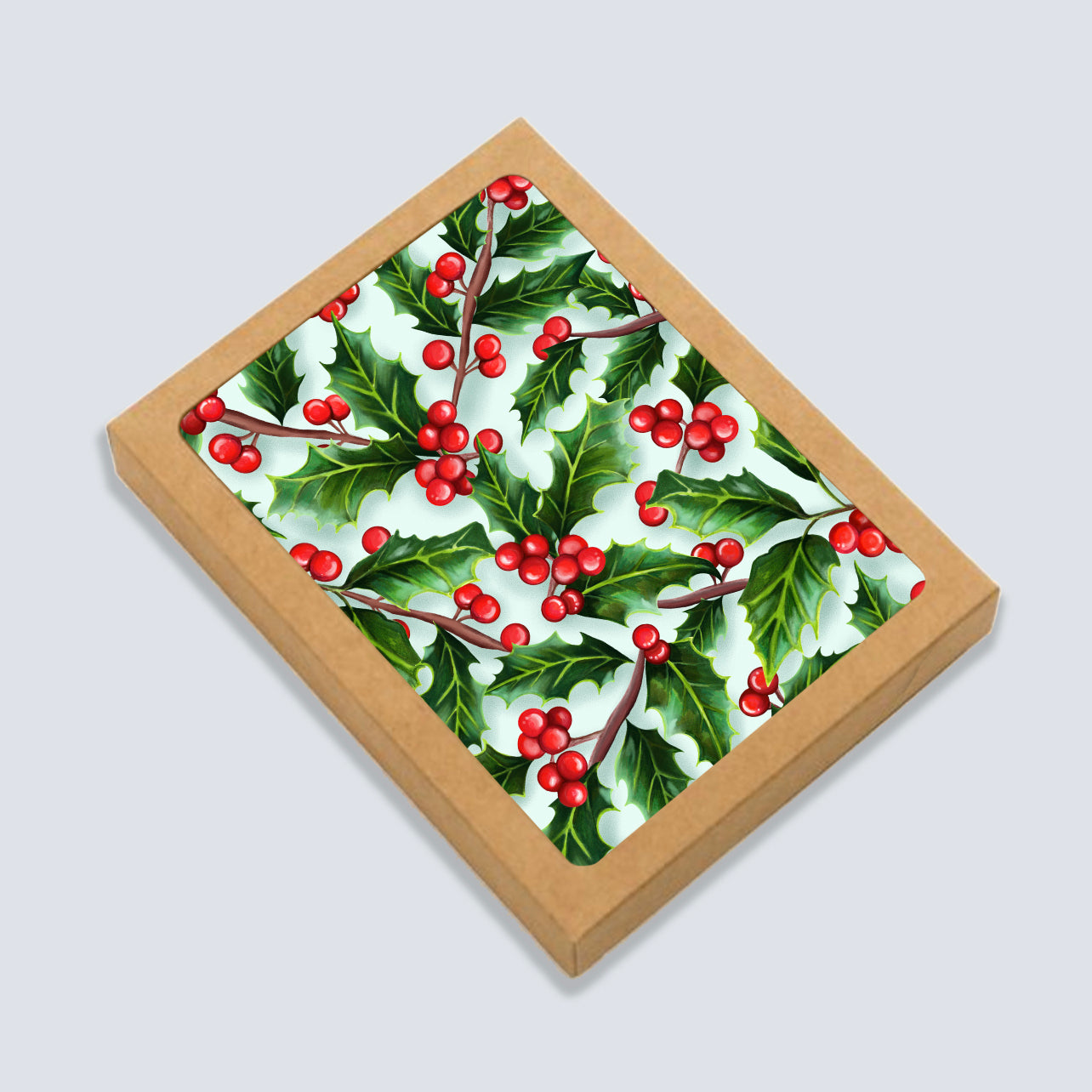 Holiday Holly Print Card: Boxed Set of 6
