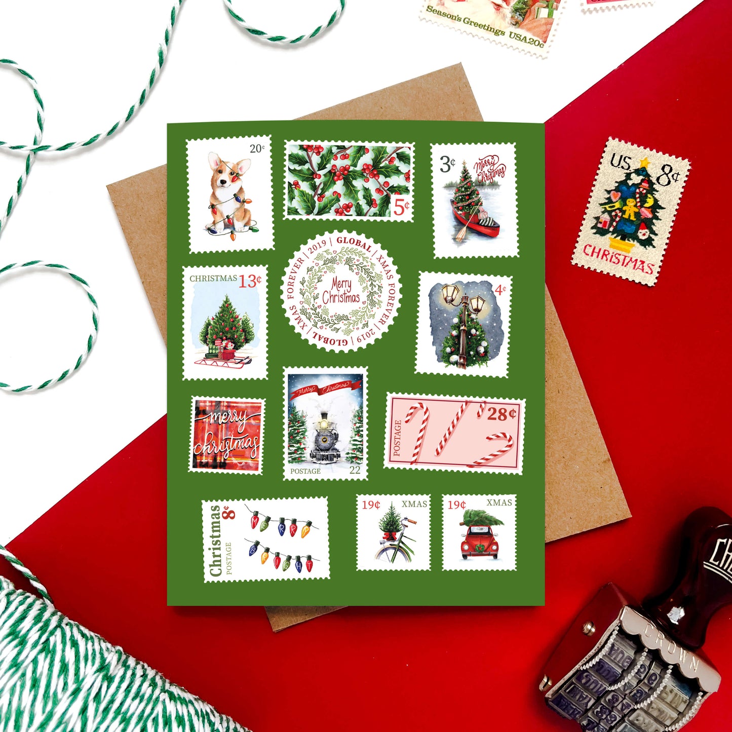 Postage Stamp Christmas Card